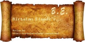 Birtalan Elemér névjegykártya